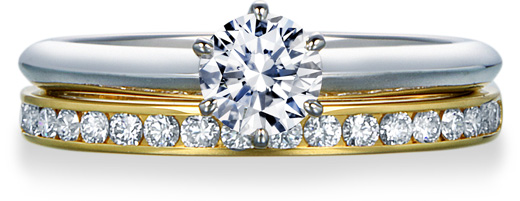 エタニティリング-結婚指輪-婚約指輪-チャネルセッティングセッティング-結婚指輪と婚約指輪の重ねづけ-結婚指輪と婚約指輪のコーディネート