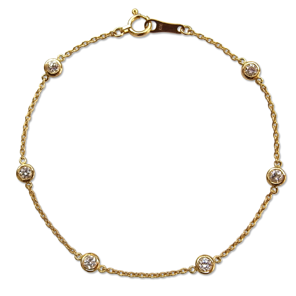 6石ダイヤモンドステーションブレスレット 0.3ct