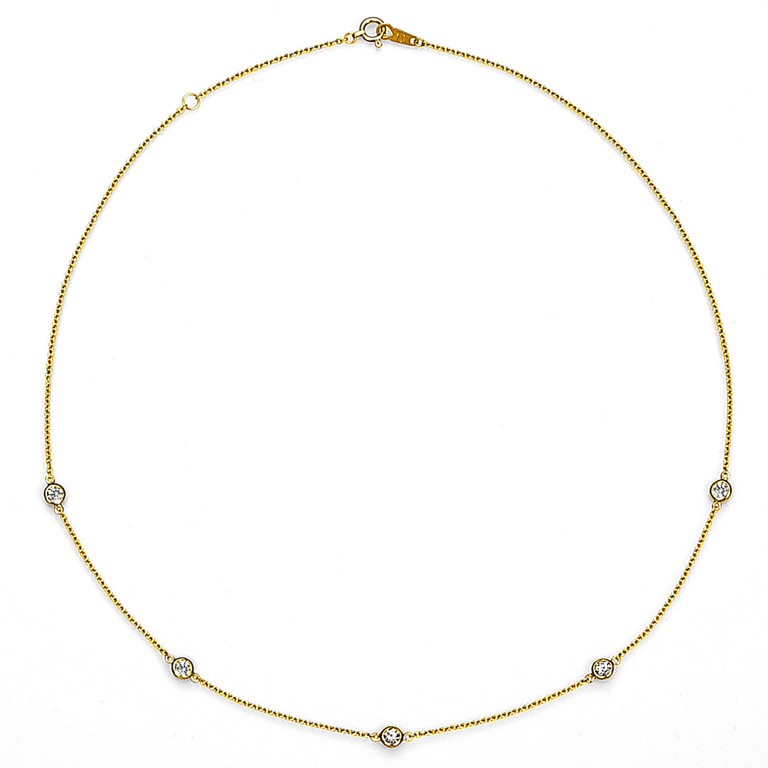 K18 5石ダイヤモンドステーション ネックレス ベゼル 0.5ct:ShinoEclat(シノエクラ)楽天市場店